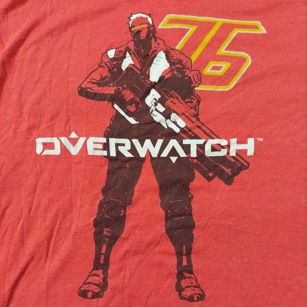 Overwatch Shirt Mens Large Soldier 76 Vigilante Gengi Red Short Sleeve T-Shirt